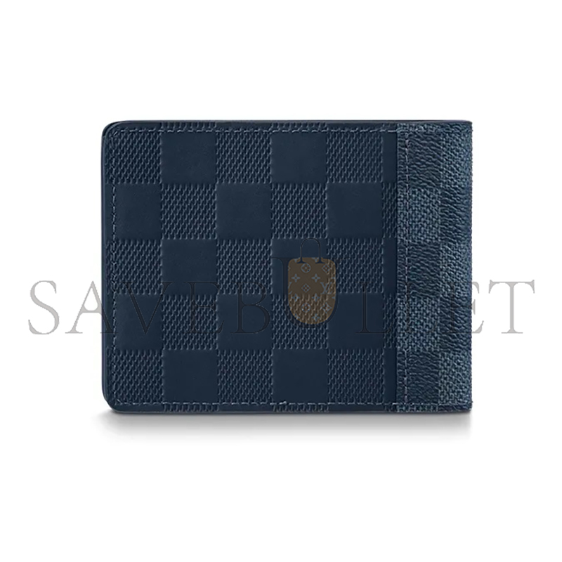 l0*is V*t0n portefeuille slender checkered flap closure cowhide leather and canvas wallet n60544 (11.5*9cm)